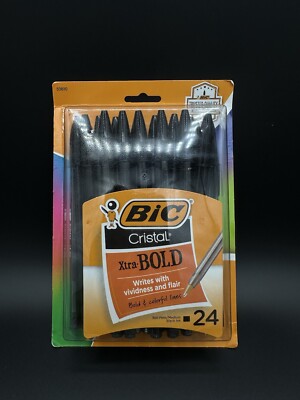 BIC Cristal Xtra Bold Ballpoint Pen Point (1.6mm) 24 Count Black New In Package!