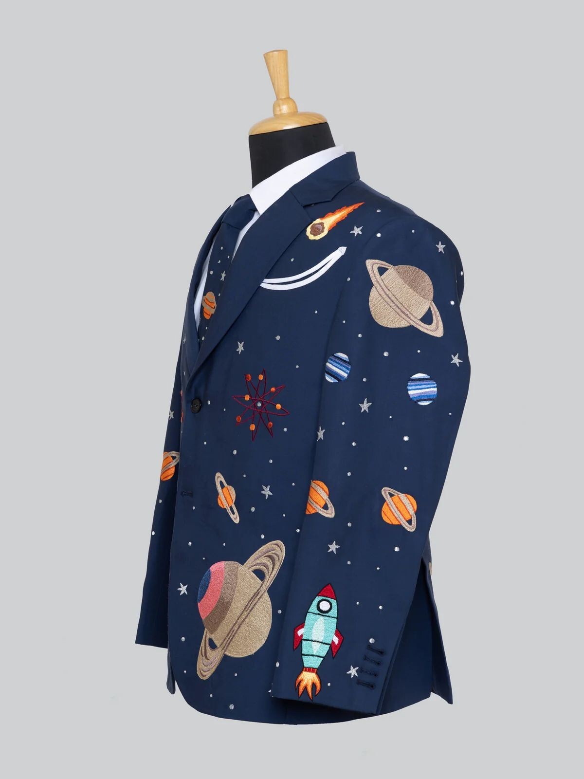 Pre-owned Custommade Men's Custom Made 2pc Wedding Western Space Universe Suite Blue Color