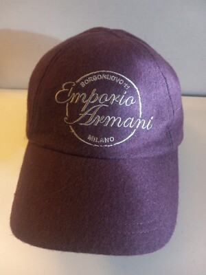 Emporio Armani Borgonuova purple wool cap Rare with COA