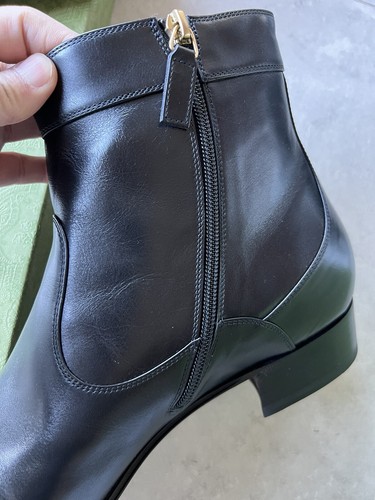 Pre-owned Gucci $1,100 Gg Logo Boots Shoes 12.5 In Black