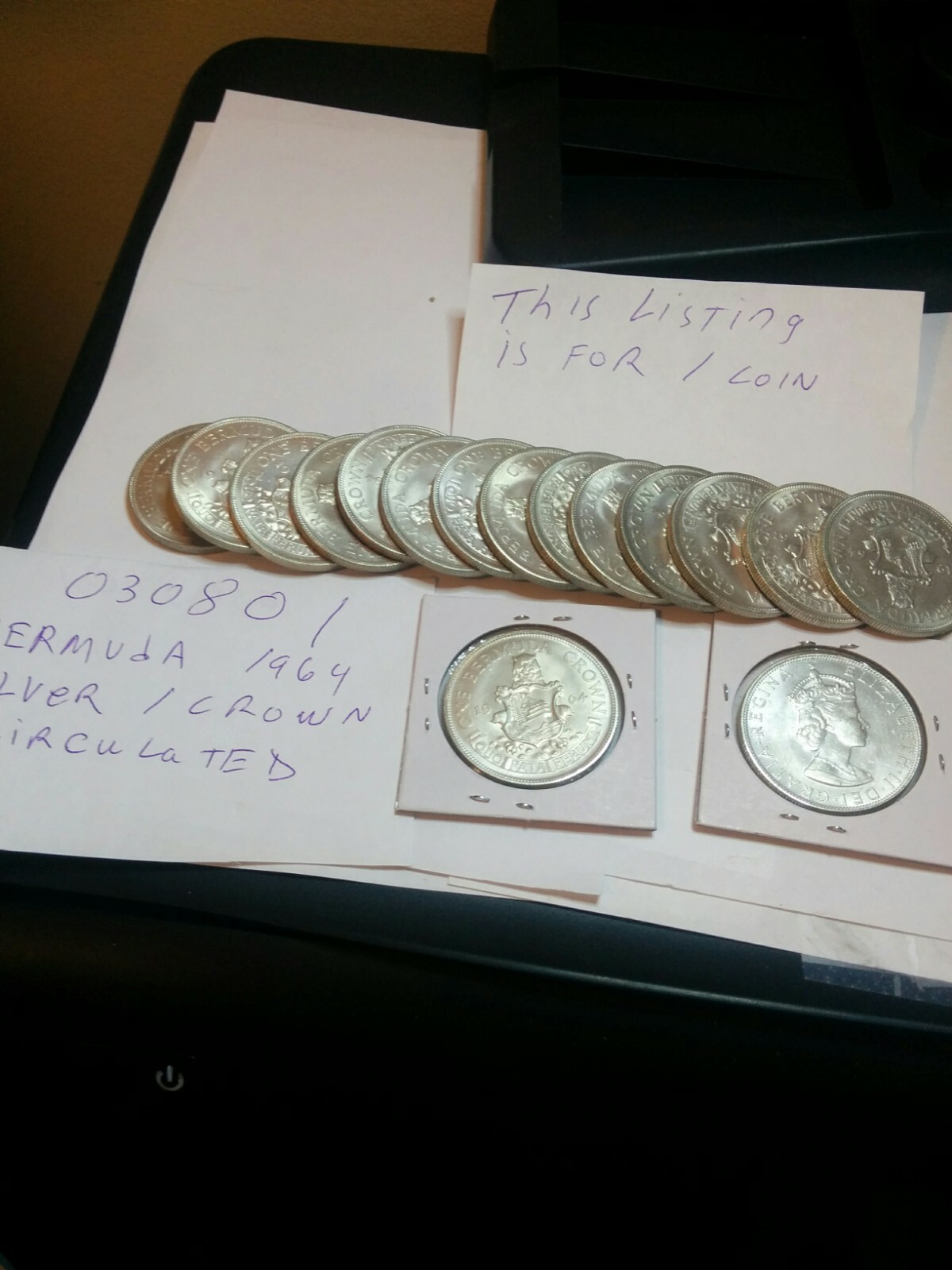 Bermuda 1 Crown Silver Roughly Size of Silver Dollar1964 * FREE SHIPPING 030801