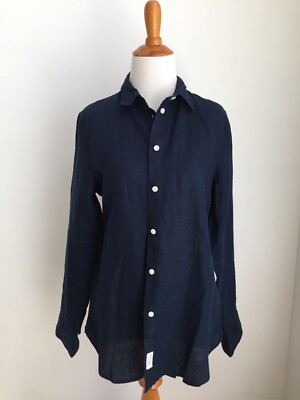 JCREW 4 TALL Tall slim-fit Baird McNutt Irish 100% linen shirt NAVY WOMEN K