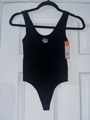 Colsie Women's Size XS Seamless V-Neck Ribbed Bodysuit Black