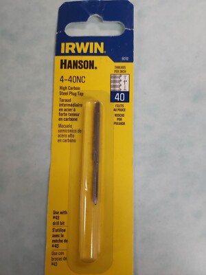Irwin Hanson High Carbon Steel SAE Plug Tap 4-40 1 Pc 8012