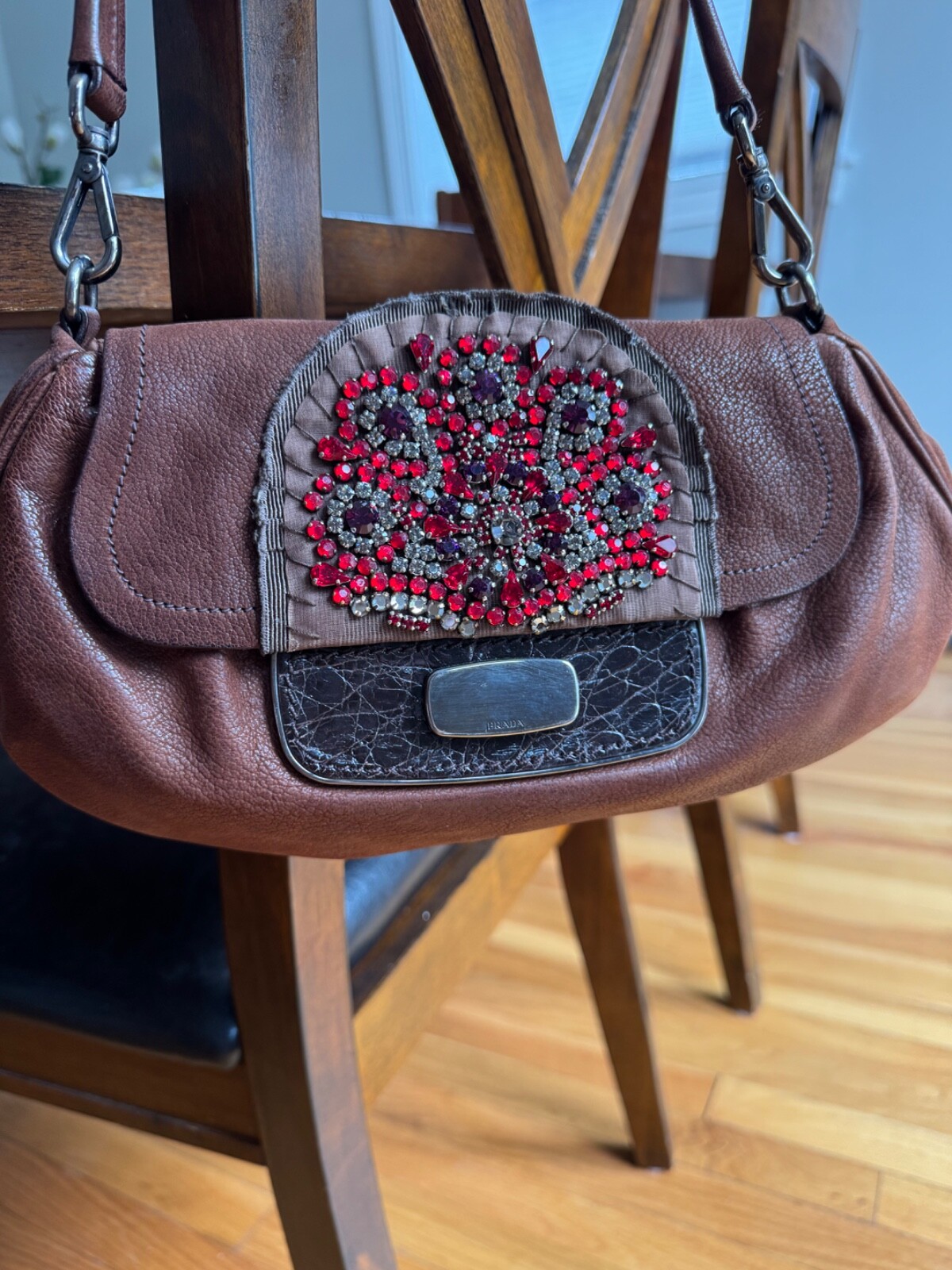 Prada Coco-Trimmed Antic Skipper Shoulder Bag | eBay