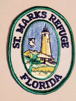 Iron-On Patch - ST. MARKS REFUGE FLORIDA. Featuring St. Mark's Lighthouse. NEW