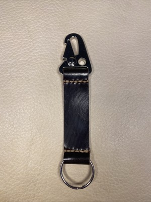 Handmade Horween Shell Cordovan Key Chain Dark Cognac Clip Clasp Key Ring