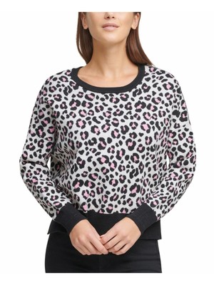 

DKNY Женский свитер цвета слоновой кости с животным принтом, Цвет слоновой кости