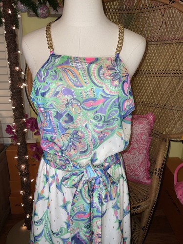 Pre-owned Lilly Pulitzer Tiera Maxi Dress Best Kept Secret ? Size M No Sash In Multicolor