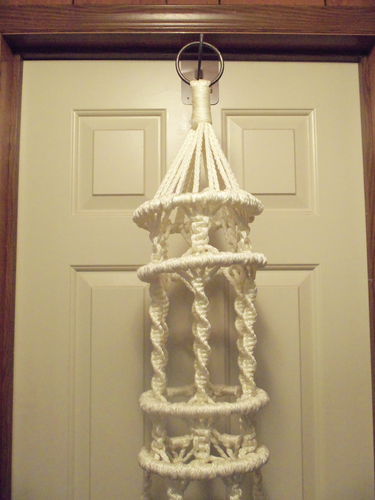 Vintage Macrame Plant Hanger Or Hanging Shelf Off White 78