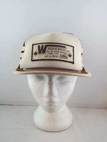 Vintage Patched Trucker Hat - Waskiewich Construction Alberta - Adult Snapback