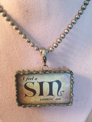 Soldered Glass Pendant Fleur de Lis Crown Wings Vintage Steampunk Necklace Goth