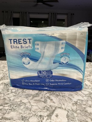 Trest Elite adult diaper nappy (Bag of 10) - White Large Waist 38  - 48 