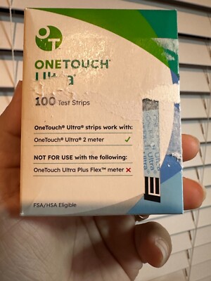 One Touch Ultra Blood Glucose Test Strips 100 Count Unopened box exp.08/31/25