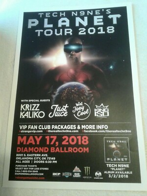 Concert Poster TECH N9NE 2018 Planet Tour Diamond Ballroom OK Krizz Kaliko 
