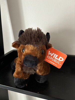 Wild Republic Hug'Ems Bison 7'' plush stuffed animal toy buffalo-New w/ tags