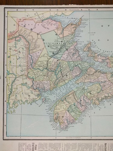 Vintage 1902 NEW BRUNSWICK & NOVA SCOTIA CANADA Map 14