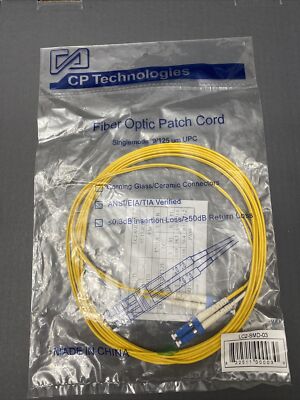 CP technologies Fiber Jumper Single Mode 3 Meters PN: GS-LC2-SMD-03