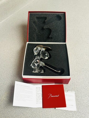 Rare! Baccarat Crystal UFS Snoopy Golf Silver Clear Figurine