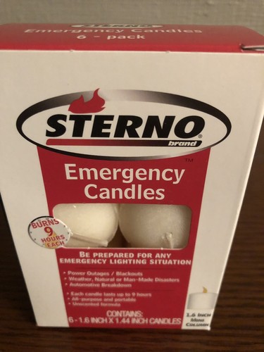 Sterno Emergency Candles 6 PK Bug Out Survival Camping Hiking Hunting Prepared