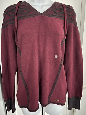 NWT Eddie Bauer Shasta Cable Knit Hooded Hoodie Sweater Dark Berry Gray   S  Med