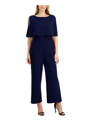 СВЯЗАННАЯ ОДЕЖДА Женский темно-синий вечерний комбинезон без рукавов с широкими штанинами Petites 6P