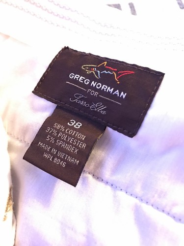 Greg Norman Tasso Elba Size 38 Golf Shorts Plaid Tan Cotton Blend Flat Front