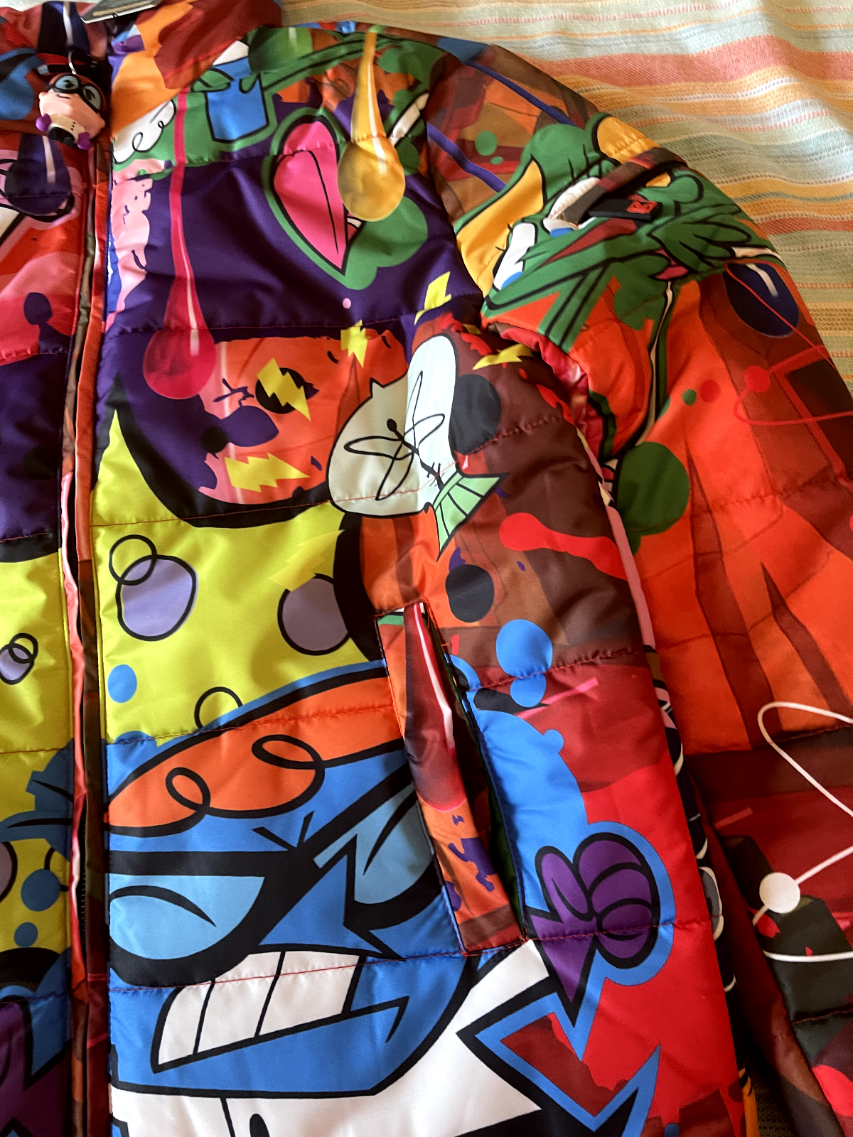 Pre-owned Cartoon Network 2x Xxl Dexters Laboratory Dekryptic Puffer Jacket Coat Mandark Dee Dee Mens In Multicolor