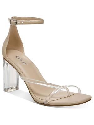 BAR III Womens Beige Transparent Blakke Round Toe Block Heel Buckle Sandals 11 M