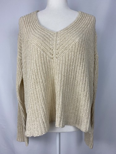 Eileen Fisher Ecru Vnk Top Women Size L Organic Cotton