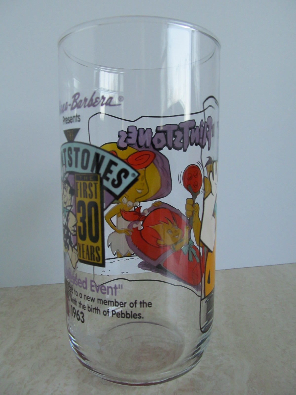 1991 HARDEE'S Promo FLINTSTONES Collectible Glass 