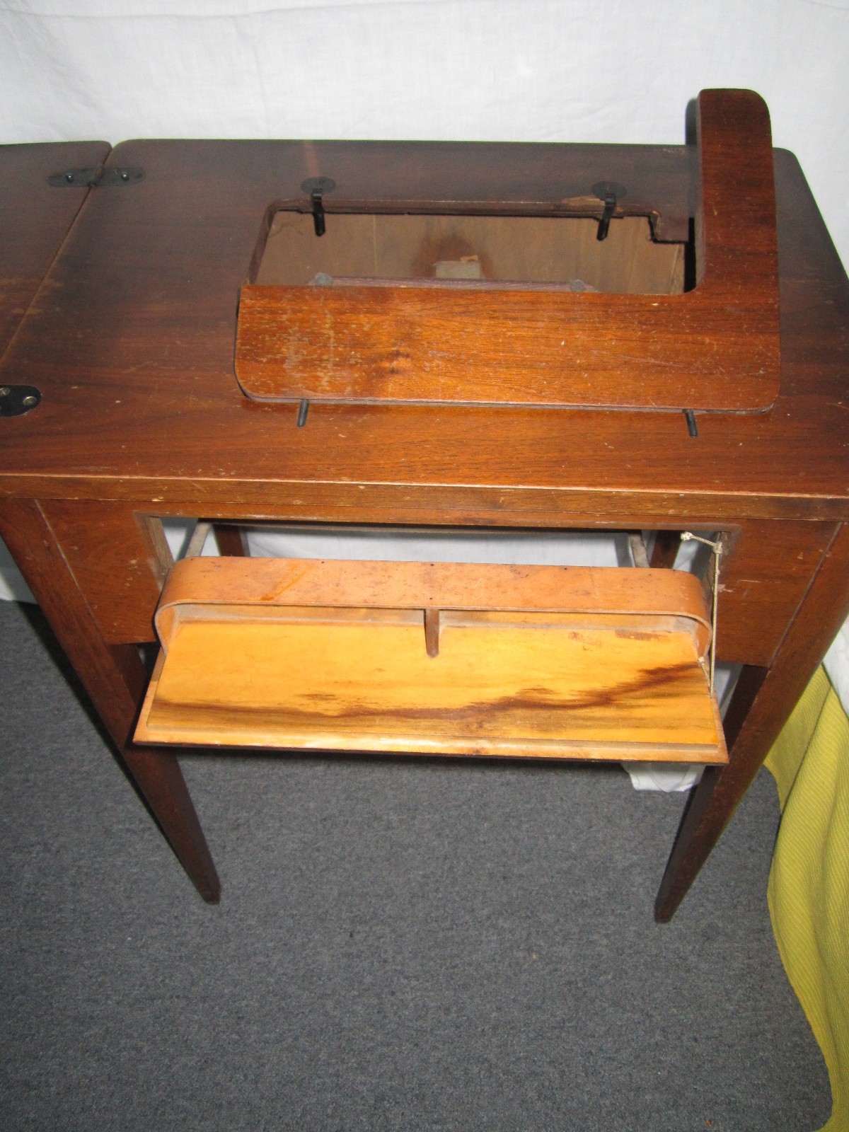 Vintage Singer Sewing Machine Drop Down Cabinet/Stand all Wood May Fit Other