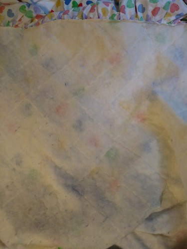 Vintage 80s Hearts Comforter Twin Sears Ruffle Bedspread Blanket