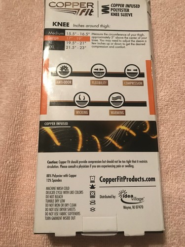 Copper Fit Copper Infused Compression Knee Sleeve | Large | Unisex | CFKL021517