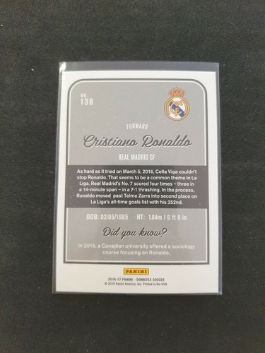 Panini Donruss Soccer 2016-17 Christiano Ronaldo base mint rare