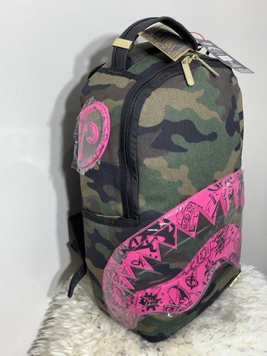 SPRAYGROUND DROP ZONE CAMO W/PINK SHARK MOUTH LIMITED
