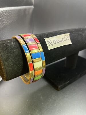 3 Multi Colored Bangles Vintage 