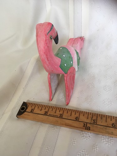 Vintage Hand Painted Sun Bathing Flamingo Figurine