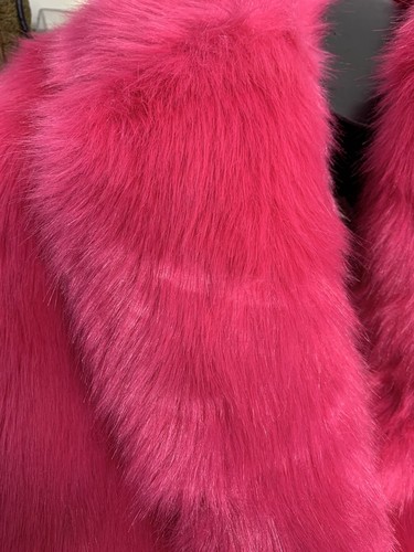 Pre-owned Michael Kors Faux Fur Electric Pink Jacket Size L