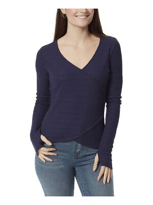 

ANNE KLEIN SPORT Женский темно-синий топ с длинными рукавами и V-образным вырезом, Navy