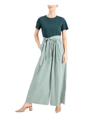 

MAX MARA WEEKEND Женская зеленая блузка с короткими рукавами и поясом для вечеринок с широкими штанинами, Зеленый