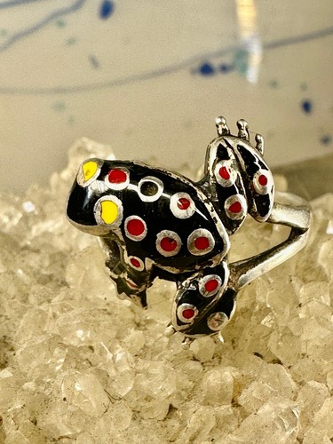 Frog ring Enamel size 5.50 pinky sterling silver women girls