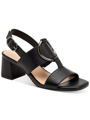 

Женские кожаные сандалии с ремешком на пятке ALFANI Black Circle Gwenna Toe Block Heel, Черный, 10009109800