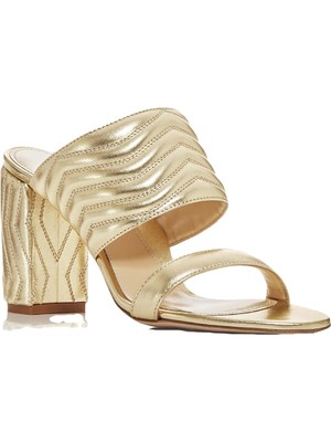 

MARION PARKE Женские кожаные шлепанцы Gold Lizzie Toe Block Heel Slip On, Золотой, LIZZIE