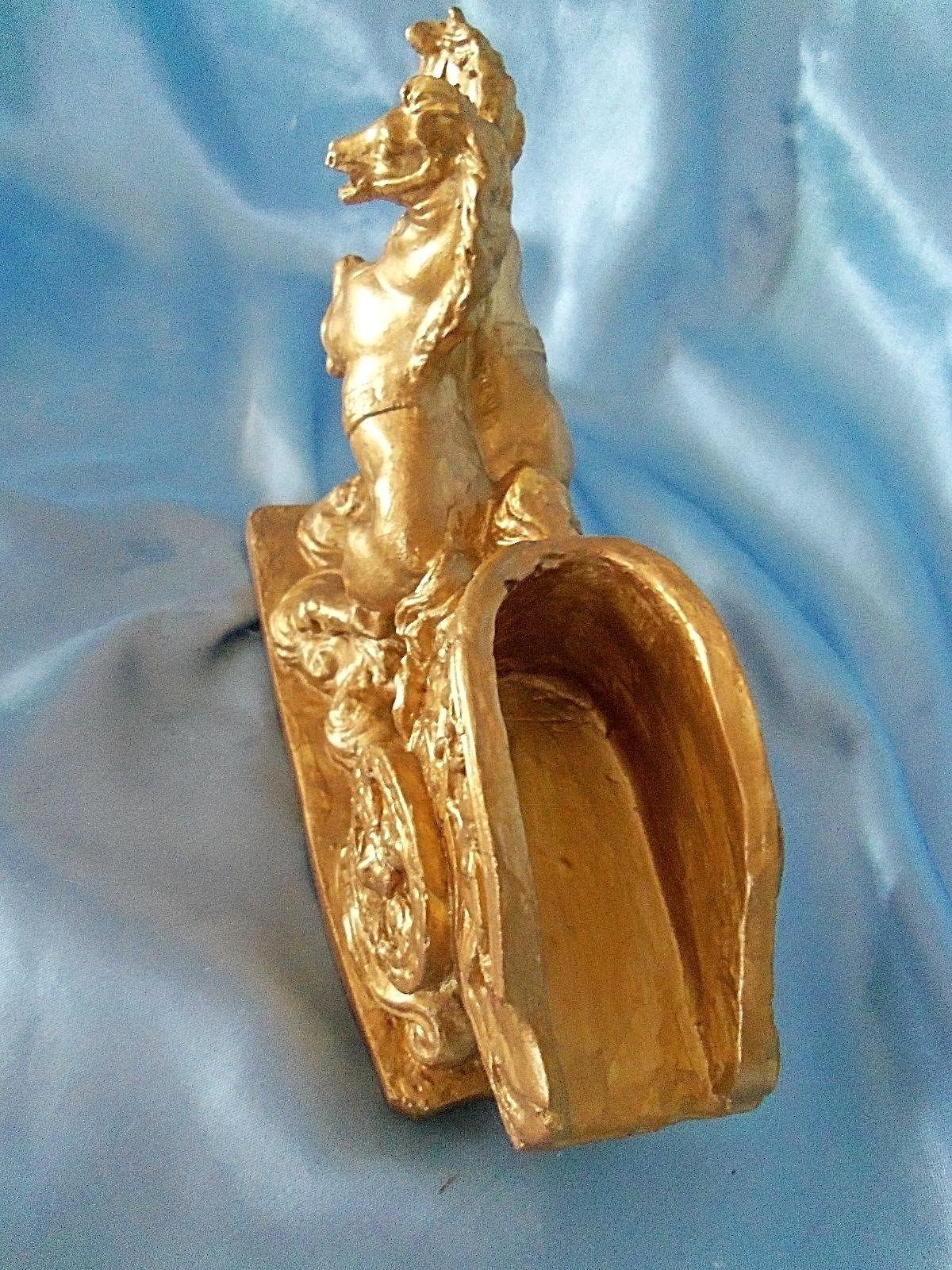 Gold painted Ceramic Chariot and Horses Figure 8