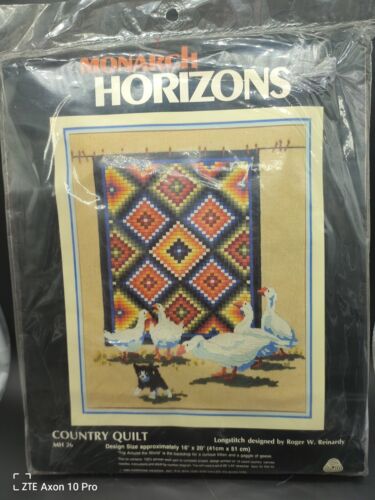 Vintage 1984 Monarch Horizons "COUNTRY QUILT" Long stitch Ne