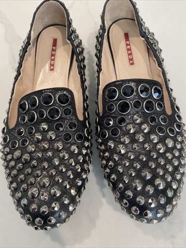 靴 prada archive studs leather shoes loafer Prada Drops $2.4K Rhinestone-Covered Loafers | Hypebeast