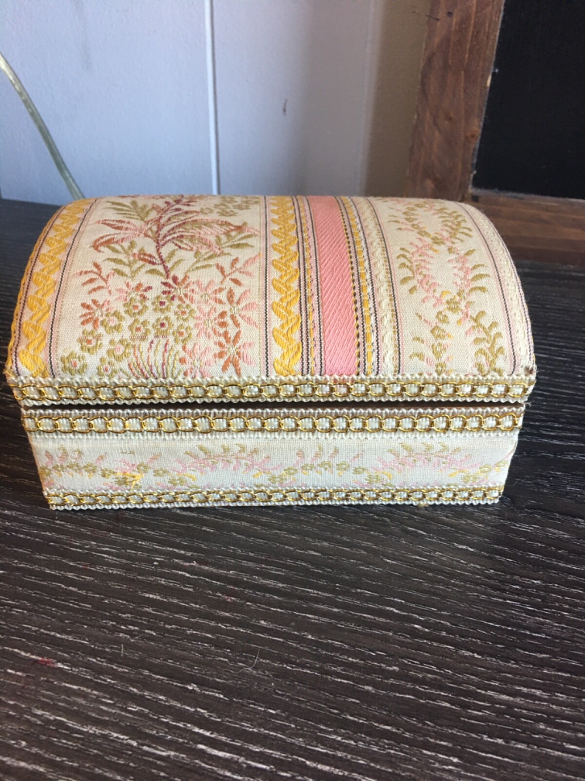 VINTAGE SCHMIDT MUSIC BOX FUR ELISE TAPESTRY WIND UP JEWELRY BOX HINGED