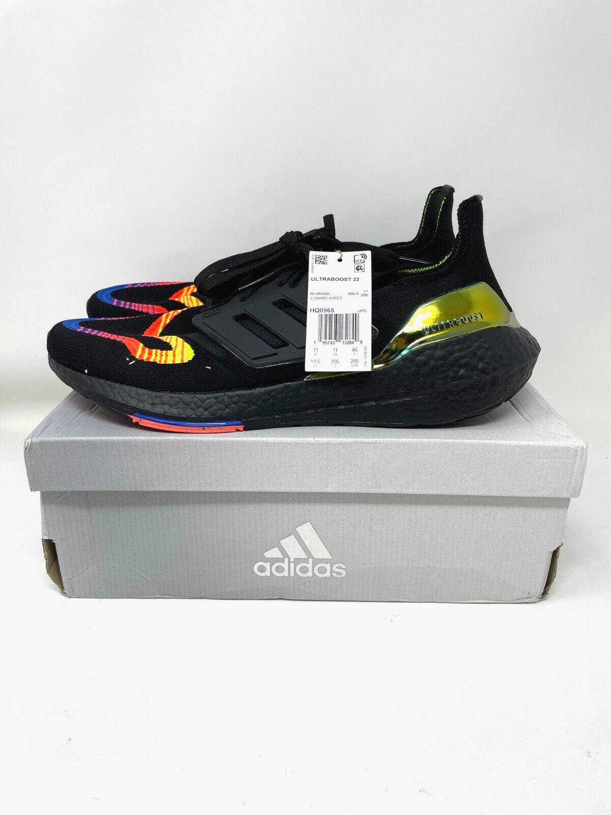Adidas Ultraboost 22 Mens 11.5 Black/Multi Athletic Running