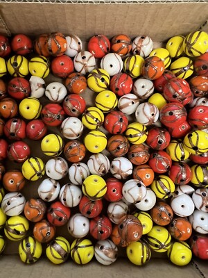 150+ PCS FANCY ASSORT RED YELLOW WHITE ORANGE GLASS LOOSE BEADS JEWELRY CRAFTING